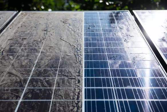 Avant après nettoyage panneaux solaires exemple 1
