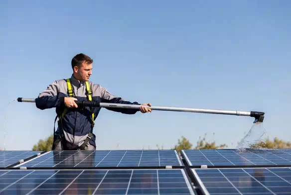 Équipe UpSolaire nettoyant des panneaux solaires à Versailles