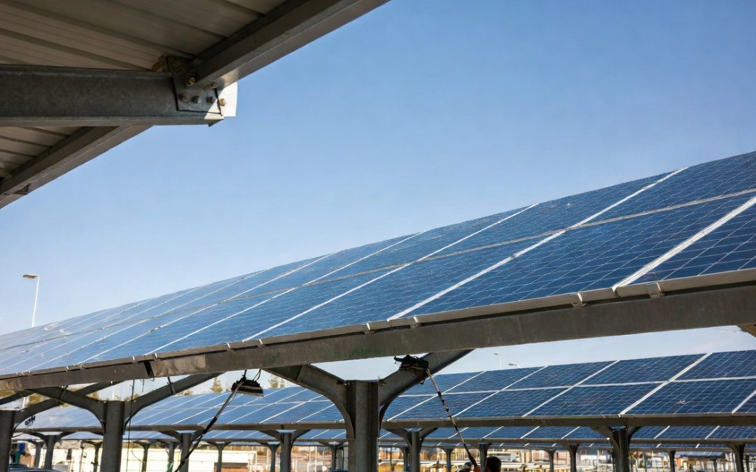 Ombrières et carports solaires : les spécificités du nettoyage au sol